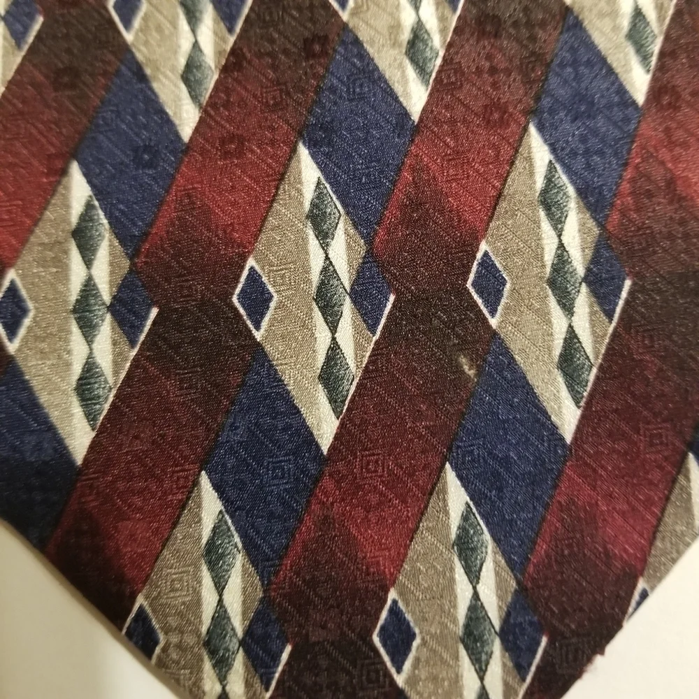 Stafford Exec Tie Woven USA Import Silk Tipped Bar & Slip String Red Blue 54